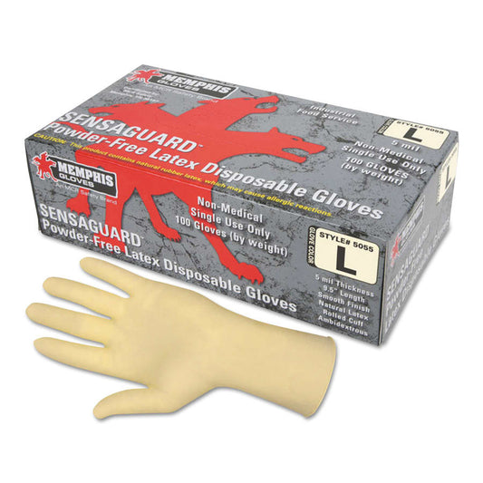 MCR Safety 127-5055M SensaGuard Industrial Grade Latex Double Chlorinated Powder Free Disposable Gloves Pack of 100