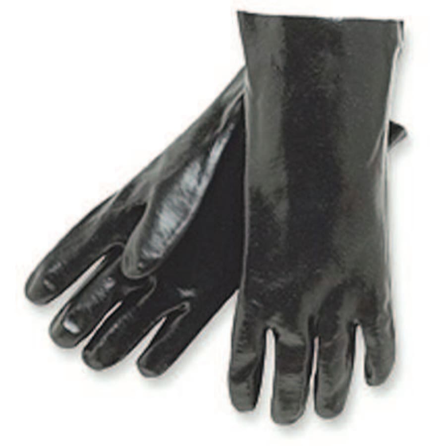 MCR Safety Economy Dipped PVC Gloves, Large 14 in, Black, Pack of 12