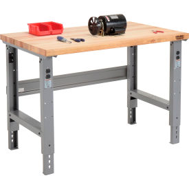 Global Industrial&#153; Adjustable Height Workbench 48 x 30"" Maple Butcher Block Square Edge Gray