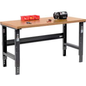 Global Industrial Adjustable Height Workbench 60 x 30"" Shop Top Square Edge Black