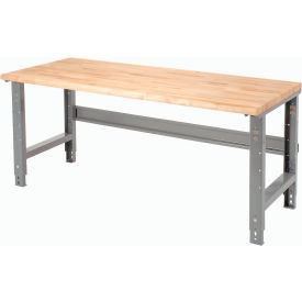 Global Industrial&#153; Adjustable Height Workbench 60 x 30"" Maple Butcher Block Safety Edge Gray