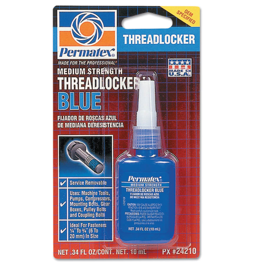 Medium Strength Blue Threadlocker - 10 mL, 1/4 in to 3/4 in Thread, Pack of 1