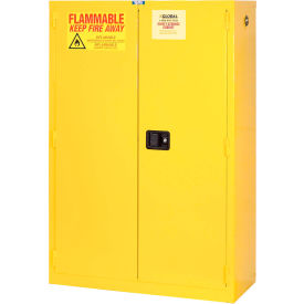 Global Industrial&#153; Flammable Cabinet Self Close Double Door 44 Gallon 34""Wx18""Dx65""H