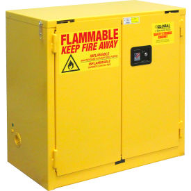 Global Industrial&#153; Flammable Cabinet Self Close Double Door 22 Gallon 34""Wx18""Dx35""H