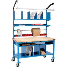 Global Industrial&#153; Complete Mobile Packing Workbench W/Power Maple Square Edge 60""W x 36""D