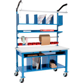 Global Industrial&#153; Complete Mobile Packing Workbench W/Power ESD Square Edge 72""W x 36""D