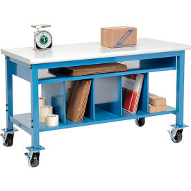 Global Industrial&#153; Mobile Packing Workbench W/Lower Shelf Kit Laminate Safety Edge 60""Wx36""D