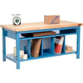 Global Industrial Packing Workbench W/Lower Shelf Kit Butcher Block Square Edge 72""W x 36""D