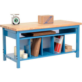 Global Industrial&#153; Packing Workbench W/Lower Shelf Kit Butcher Block Safety Edge 60""W x 36""D
