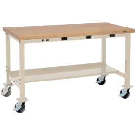 Global Industrial&#153; Mobile Workbench 72 x 36"" Power Outlets Shop Top Safety Edge Tan