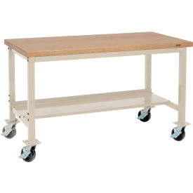 Global Industrial&#153; Mobile Workbench 72 x 36"" Square Tubular Leg Shop Top Safety Edge Tan