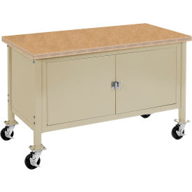 Global Industrial&#153; Mobile Cabinet Workbench - Shop Safety Edge 72""W x 30""D Tan