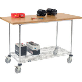 Global Industrial&#153; Chrome Wire Mobile Workbench 60 x 30"" Shop Top Square Edge