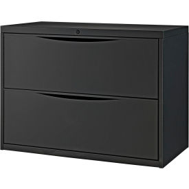 Interion&#174; 2 Drawer Premium Lateral File Cabinet Legal & Letter Size 36""W x 18""D x 28""H Black