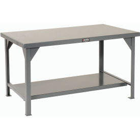 StrongHold Standard Workbench W/ Shelf Steel Square Edge 60""W x 36""D Gray