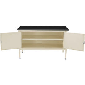 Global Industrial&#153; Security Cabinet Bench w/ Phenolic Resin Safety Edge Top 72""W x 30""D Tan