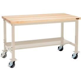 Global Industrial&#153; Mobile Workbench 72 x 36"" Square Tubular Leg Maple Square Edge Tan