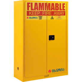 Global Industrial&#153; Flammable Cabinet Manual Close Double Door 45 Gallon 43""Wx18""Dx65""H
