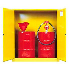 Justrite&#174; Drum Cabinet 110 Gal. Capacity Vertical Manual Close Flammable W/ Drum Support