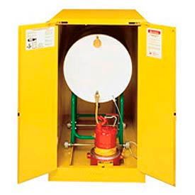 Justrite&#174; Drum Cabinet 55 Gal. Capacity Horizontal Manual Close Flammable W/ Drum Rollers