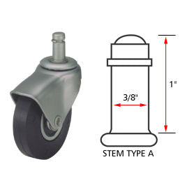 Algood Hooded Type Series Chair Caster with Soft Rubber Wheel S722375SX12SR - Stem Type A
