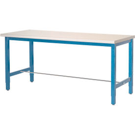Global Industrial&#153; 60x36 Adjustable Height Workbench Square Tube Leg Laminate Safety Edge Blue
