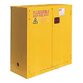 Global Industrial&#153; Flammable Cabinet Self Close Double Door 28 Gallon 34""Wx18""Dx44""H