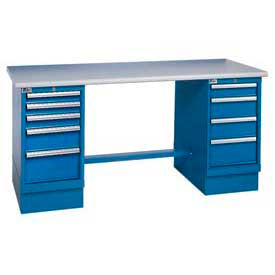 Global Industrial&#153; 72 x 30 ESD Safety Edge Pedestal Workbench with 8 Drawers