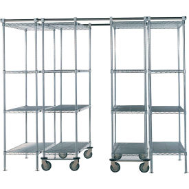 Nexel&#174; Space-Trac 6 Unit Chrome High Density Shelving 48""W x 18""D x 76""H 12' Length