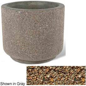 Concrete Outdoor Planter 36""Dia x 30""H Round Tan River Rock