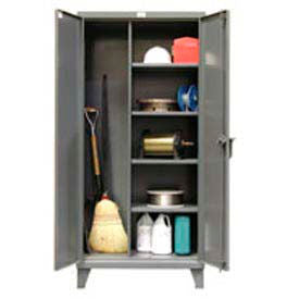 Stronghold Heavy Duty Janitorial Cabinet 48""W x 24""D x 78""H Assembled Gray