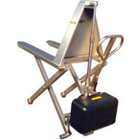 Wesco&#174; Battery Power High-Lift Skid Truck Stainless 2200 lb. Capacity 27""W x 46""L Forks