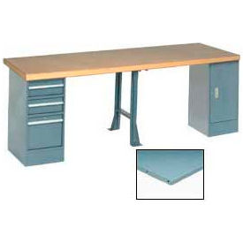Global Industrial&#153; 96""W x 30""D Extra Long Production Workbench - Steel Square Edge - Gray