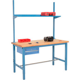 Global Industrial&#153; 72x36 Production Workbench Maple Safety Edge - Drawer Upright & Shelf BL