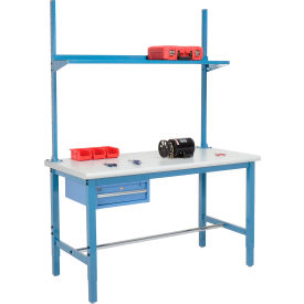 Global Industrial&#153; 72x30 Production Workbench Laminate Safety Edge - Drawer Upright & Shelf BL