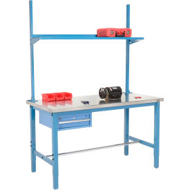 Global Industrial&#153; 60x30 Production Workbench Stainless Steel - Drawer Upright & Shelf - BL