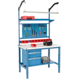 Global Industrial&#153; 48""W x 36""D Production Workbench - ESD Square Edge Complete Bench - Blue