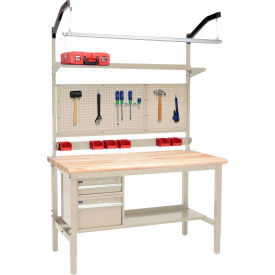 Global Industrial&#153; 72""W x 36""D Production Workbench - Maple Safety Edge Complete Bench - Tan