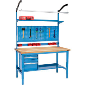 Global Industrial&#153; 60""W x 36""D Production Workbench - Birch Square Edge Complete Bench - Blue