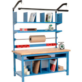 Global Industrial™ Complete Packing Workbench Maple Butcher Block Safety Edge 72