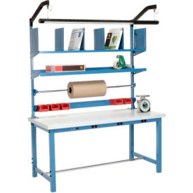 Global Industrial&#153; Packing Workbench W/Riser Kit & Power Apron Laminate Square Edge 72""Wx30""D