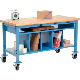 Global Industrial&#153; Mobile Packing Workbench W/Lower Shelf Kit Maple Safety Edge 60""W x 30""D