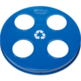 Global Industrial&#153; Steel Multi-Stream Lid For 36 Gallon Trash Can Blue w/ Recycle Logos