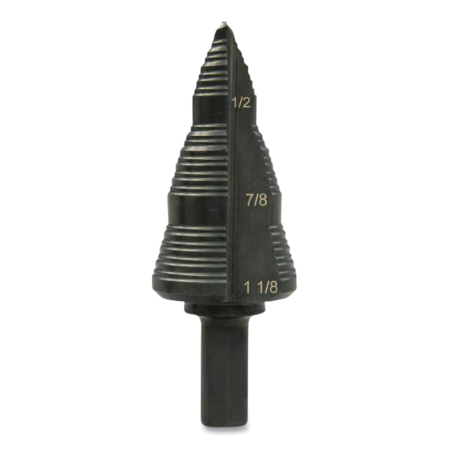 GREENLEE GSB Series Step Bit, 1-1/8 in, 3/16 in to 1/8 in dia Cutting, 3-Step Pack of 1