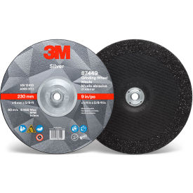 3M&#8482; Silver Depressed Center Grinding Wheel 9"" x 1/4"" x 5/8-11"" T27 Ceramic Grain 36 Grit