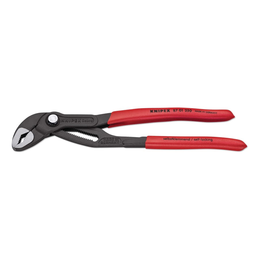 Knipex Cobra Water Pump Pliers, 10 in OAL, V-Jaws, 25 Adjustments, Serrated Pack of 1