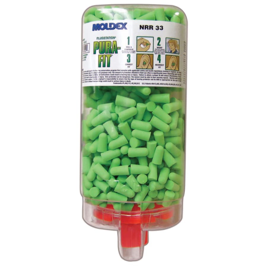 MOLDEX 507-6845 PlugStation Earplug Dispenser Disposable Plastic Bottle Foam Earplugs Bright Green Pura-Fit Pack of 1