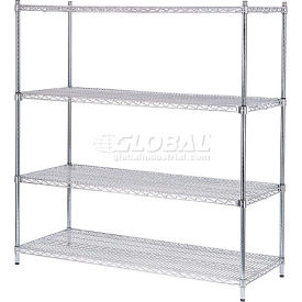 Nexel&#174; 4 Shelf Poly-Z-Brite&#174; Quick Adjust Wire Shelving Unit Starter 72""W x 24""D x 86""H