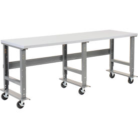 Global Industrial&#153; Extra Long Mobile Workbench 96x36"" Adjustable Height Laminate Square Edge