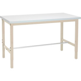 Global Industrial 96x30 Adjustable Height Workbench Square Tube Leg - Laminate Square Edge Tan